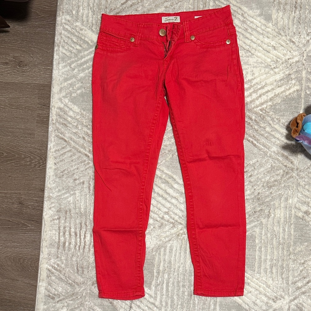 7 For All Mankind Red Skinny Jeans
